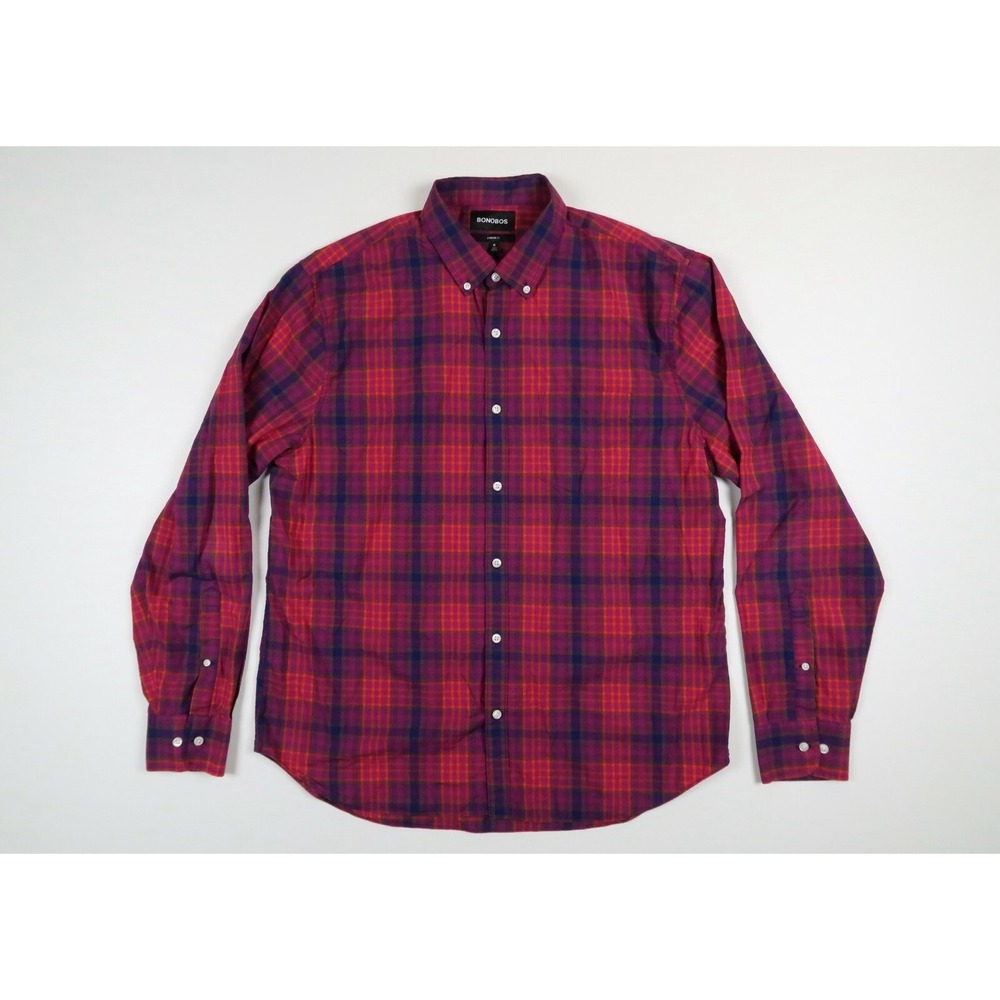 Bonobos Mens XL Plaid Cotton Button Down Sport Long Sleeve Shirt‎